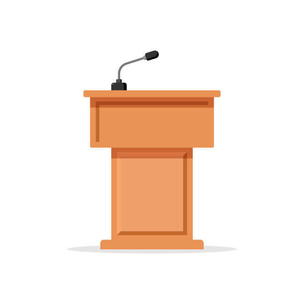 Clipart of a podium with a microphone
